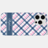 Navy Blue und PInk Kariertes Muster Case-Mate iPhone Hülle (Rückseite (Horizontal))