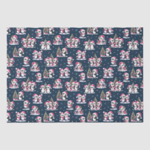 Navy Blue und Pink Niedlich Pinguins Weihnachten Seidenpapier
