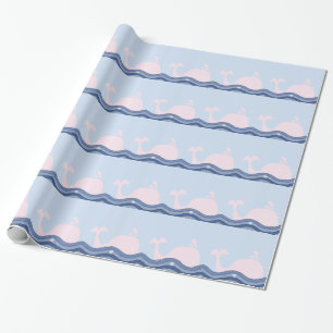 Navy Blue und Pink Whale Geschenkpapier