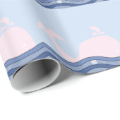 Navy Blue und Pink Whale Geschenkpapier (Rolleneckpunkt)