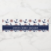 Navy Blue und Red Anchor Ruder Muster Nautic Wasserflaschenetikett (Einzelnes Label)