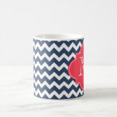 Navy Blue und Red Custom Monogram Kaffeetasse (Mittel)