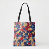 Navy Blue und Red Mosaic Tote Bag Tasche (Vorderseite)