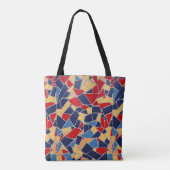 Navy Blue und Red Mosaic Tote Bag Tasche (Rückseite)