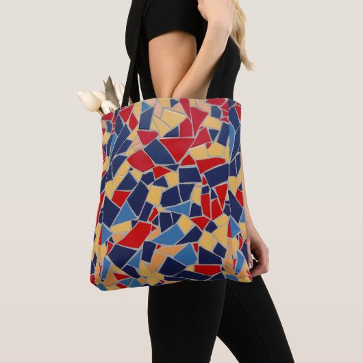 Navy Blue und Red Mosaic Tote Bag Tasche (Von Nahem)