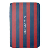 Navy Blue und Red Rugby Stripes mit Individuelle N Badematte (Vorderseite Vertikal)