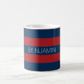 Navy Blue und Red Rugby Stripes mit Individuelle N Kaffeetasse (Mittel)