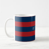 Navy Blue und Red Rugby Stripes mit Individuelle N Kaffeetasse (Links)