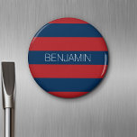 Navy Blue und Red Rugby Stripes mit Individuelle N Magnet<br><div class="desc">Dunkle Blues und ein traditionelles Rot - Ein männliches Muster für die Typ und Jungen in Ihrer Familie. Ein kühnes und modernes Design mit einem Bereich für maßgeschneiderten Text. Wenn Sie das Kunstwerk anpassen oder den Schriftart ändern möchten, können Sie auf den Bereich anpassen klicken. Dies führt Sie zum Design-Tool,...</div>