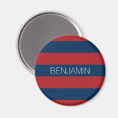 Navy Blue und Red Rugby Stripes mit Individuelle N Magnet (Vorderseite/Rückseite)