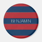 Navy Blue und Red Rugby Stripes mit Individuelle N Magnet (Vorne)