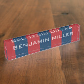 Navy Blue und Red Rugby Stripes mit Individuelle N Namensplakette (Seite)