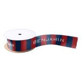 Navy Blue und Red Rugby Stripes mit Individuelle N Satinband (Spule)