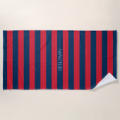 Navy Blue und Red Rugby Stripes mit Individuelle N Strandtuch (Vorderseite)