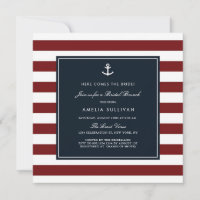 Navy Blue und Red Stripes Nautic Bridal Brunch