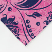 Navy-Blue- und Rosa-Floral-Damaskus Fleecedecke (Ecke)