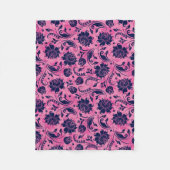 Navy-Blue- und Rosa-Floral-Damaskus Fleecedecke (Vorderseite)