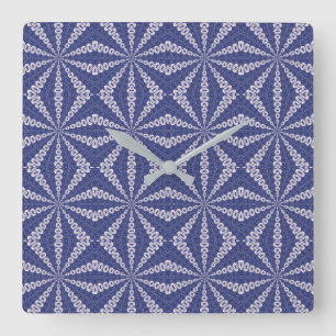 Navy Blue und Rosa Origami Fortune Teller Muster Quadratische Wanduhr