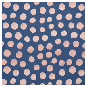 Navy Blue und Rose Gold Dot Fabric Stoff