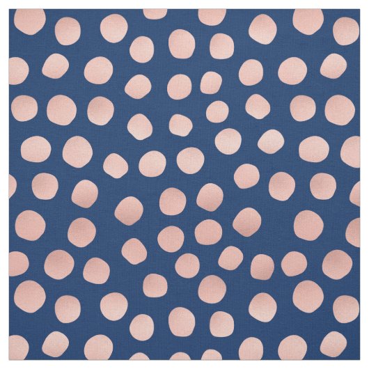 Navy Blue und Rose Gold Dot Fabric Stoff (Muster)