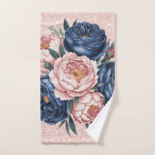 Navy Blue und Rose Gold Floral Badhandtuch Set (Handtuch)