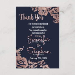 Navy Blue und Rose Gold Floral Vielen Dank Dankeskarte