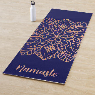 Navy Blue und Rose Gold Mandala Blume Individuelle Yogamatte