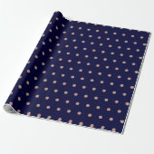 Navy Blue und Rose Gold Textured Polka Dot Muster Geschenkpapier (Ungerollt)