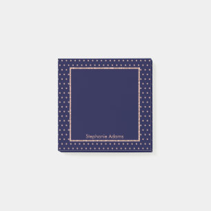 Navy Blue und Rose Gold Textured Polka Dot Muster Post-it Klebezettel