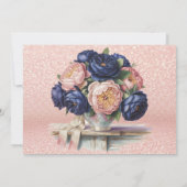 Navy Blue und Rosen Gold Flora Probe Dinner Einladung (Rückseite)