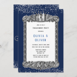 Navy Blue und Silber Frame Royal Engagement Party Einladung