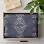 Navy Blue und Silver Abstrakt Boho Pattern Seidenpapier (Geschenk)