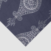 Navy Blue und Silver Abstrakt Boho Pattern Seidenpapier (Detail)