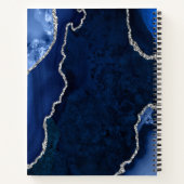 Navy Blue und Silver Agate Wedding Guest Book Notizblock (Rückseite)