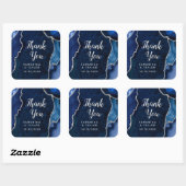 Navy Blue und Silver Agate Wedding Vielen Dank Quadratischer Aufkleber (Blatt)