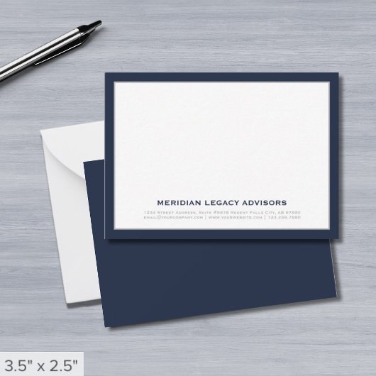 Navy Blue und Silver Business Note Card Mitteilungskarte