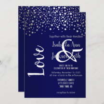 Navy Blue und Silver Confetti Dots