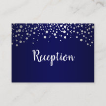 Navy Blue und Silver Confetti Dots - Empfang