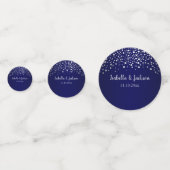 Navy Blue und Silver Confetti Dots Konfetti (Rückseiten)