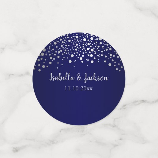 Navy Blue und Silver Confetti Dots Konfetti (Klein Vorderseite)