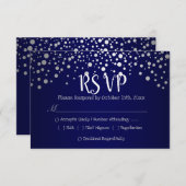 Navy Blue und Silver Confetti Dots - UAWG RSVP Karte (Vorne/Hinten)
