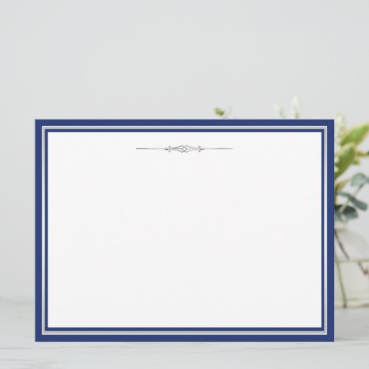 Navy Blue und Silver Einladung (Stehend Vorderseite)