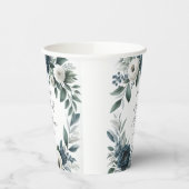 Navy Blue und Silver Elegante Elfenbeinblumenhochz Pappbecher (Links)