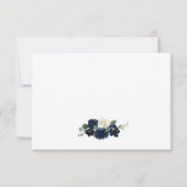 Navy Blue und Silver Elegante Elfenbeinblumenhochz RSVP Karte (Rückseite)