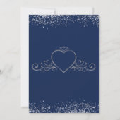 Navy Blue und Silver Frame Royal Wedding Einladung (Rückseite)