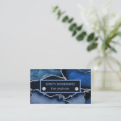 Navy Blue und Silver Glitzer Agate Visitenkarte (Stehend Vorderseite)