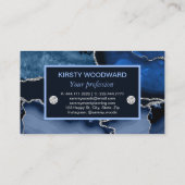 Navy Blue und Silver Glitzer Agate Visitenkarte (Rückseite)