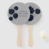 Navy Blue und Silver Glitzer Blätter Hochzeiten Fächer (Vorne und Hinten)