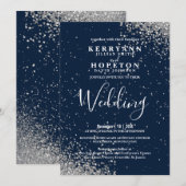Navy Blue und Silver Glitzer Einladung (Vorne/Hinten)