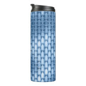 Navy Blue und Silver Glitzer Mermaid Scale-Muster Thermosbecher (Nach rechts gedreht)